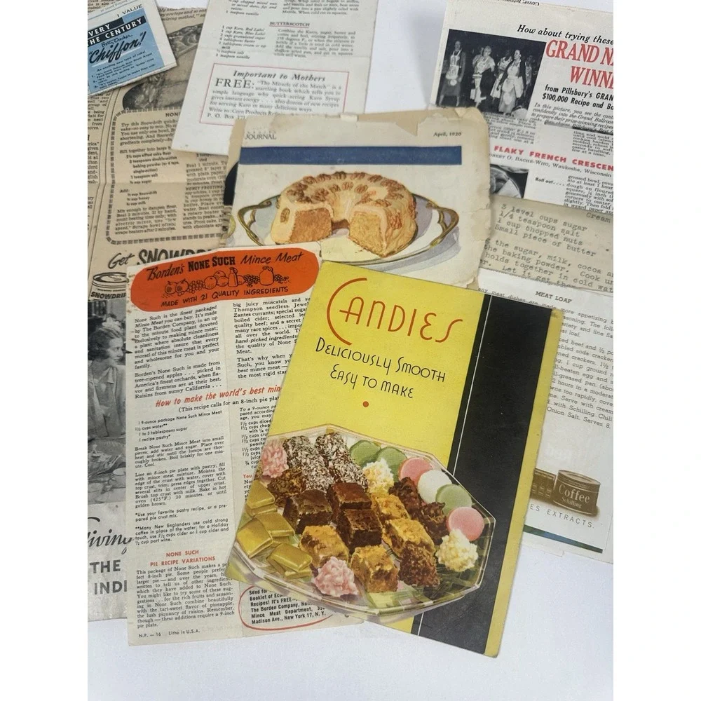Lot of Vintage Recipe Booklets and newspaper/magazine cut outs 1920-1960